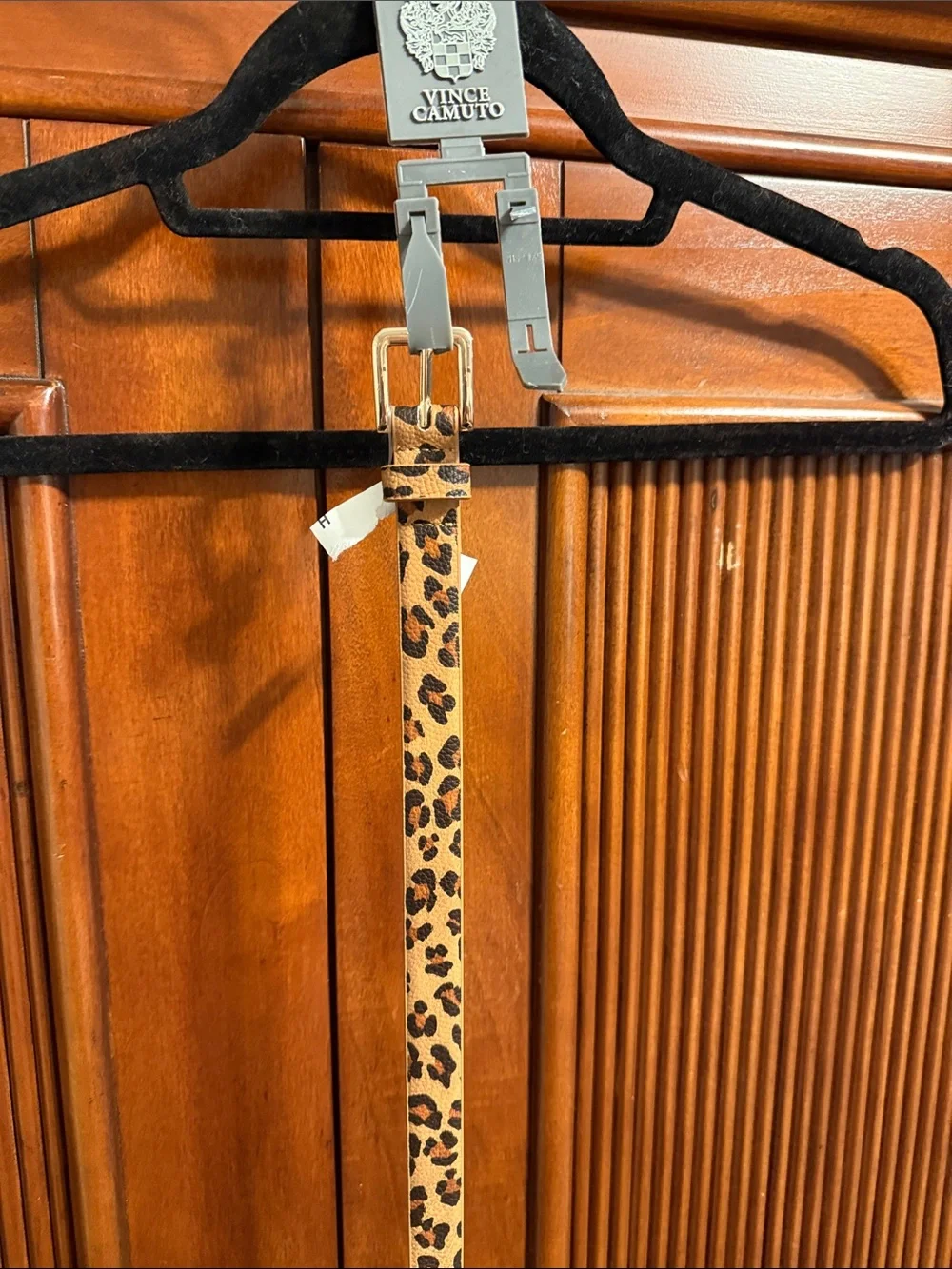 Vince Camuto Leopard Print Skinny Belt in Tan and Black